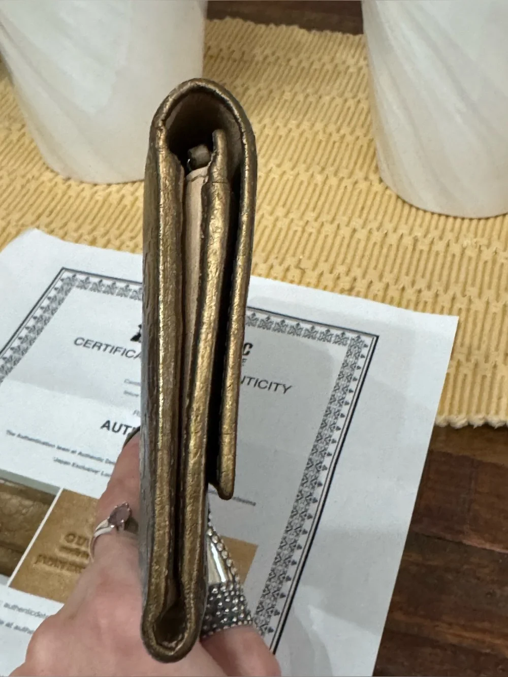 Gucci Metallic Gold GG-Embossed Continental Wallet